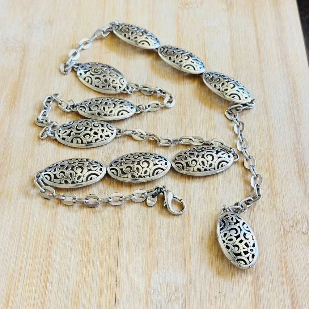 Brighton Western Style Chain Belt Necklace‎ Rare Silver Plated Long Large 40